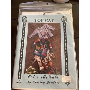 New 90s Top Cat Color Me Cats by Shirley Fowlkes Appliqué Pattern Uncut Cat Love